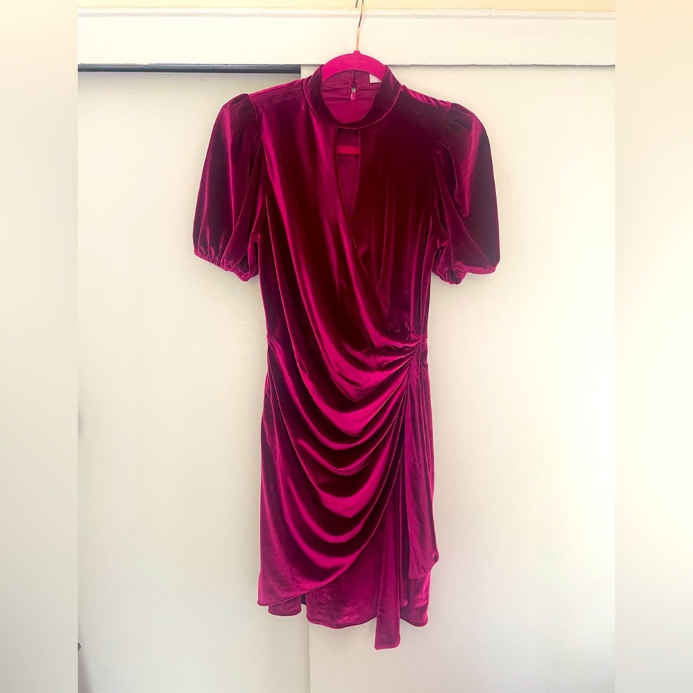 PARKER Women’s Artie short sleeve high neck velvet mini dress - size 4
